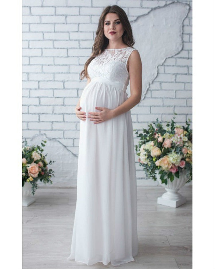 Why Every Expecting Mother Needs the Lace Stitching Chiffon Mopping Long Maternity Dress